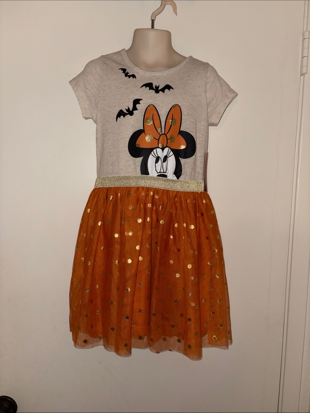 DISNEY HALLOWEEN NEW with Tag Girls Orange and Cream Minnie tulle Dress 6X